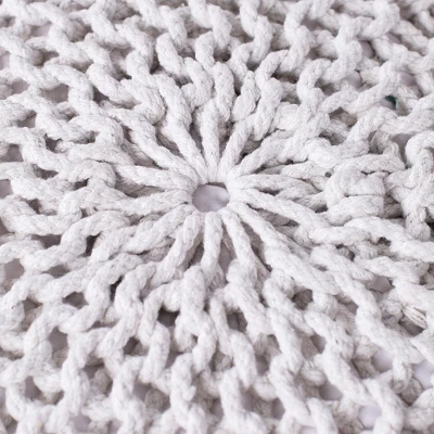 BirdRock Home Round Pouf Foot Stool Ottoman - Ivory 5 BirdRock Home Round Pouf Foot Stool Ottoman - Ivory - Image 5