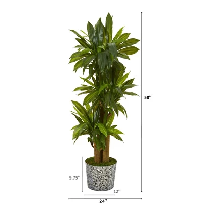 Nearly Natural 58-in Corn Stalk Dracaena Artificial Plant In Black Embossed Tin Planter (Real Touch) 1 Nearly Natural 58-in Corn Stalk Dracaena Artificial Plant In Black Embossed Tin Planter (Real Touch)
