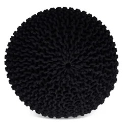BirdRock Home Round Pouf Foot Stool Ottoman - Black