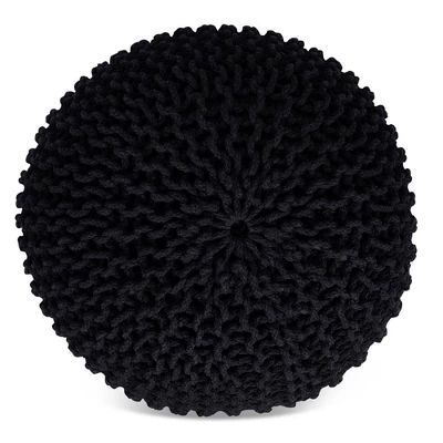 BirdRock Home Round Pouf Foot Stool Ottoman - Black 1 BirdRock Home Round Pouf Foot Stool Ottoman - Black