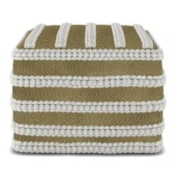 Jericho Square Woven PET Polyester Pouf Natural/White - WyndenHall -Home Improvement Store GUEST 7ee9290b 7f7b 45d9 80a2 4e6b119724d5