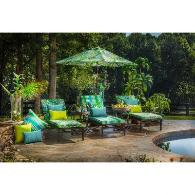 18.5"x18.5" Fresco 2pc Square Outdoor Throw Pillows - Pillow Perfect 3 18.5"x18.5" Fresco 2pc Square Outdoor Throw Pillows - Pillow Perfect - Image 3