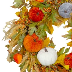 Northlight Velvet Pumpkins And Wheat Artificial Fall Harvest Wreath - 24-Inch, Unlit 4 Northlight Velvet Pumpkins And Wheat Artificial Fall Harvest Wreath - 24-Inch, Unlit -Home Improvement Store GUEST 804b920f 8c52 4346 b575 f454d2332801