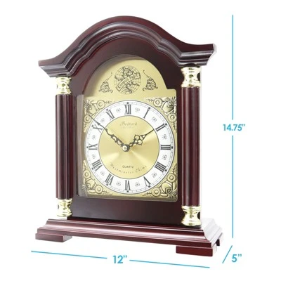 Bedford Clock Collection Redwood Mantel Clock With Chimes 4 Bedford Clock Collection Redwood Mantel Clock With Chimes - Image 4