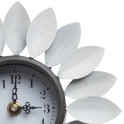 Distressed White Metal Flower Battery Operated Table Clock - Foreside Home & Garden -Home Improvement Store GUEST 8215f264 0507 4ecb 9b08 2196cbdb2b0c