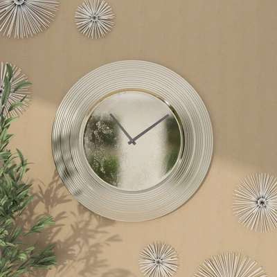 24" X 24" Round Aluminum Layered Rim Wall Clock - Olivia & May 4 24" X 24" Round Aluminum Layered Rim Wall Clock - Olivia & May - Image 4