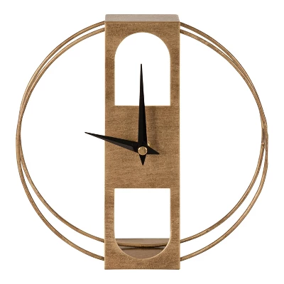 8" X 8" Urgo Numberless Metal Tabletop Clock Gold - Kate & Laurel All Things Decor 2 8" X 8" Urgo Numberless Metal Tabletop Clock Gold - Kate & Laurel All Things Decor - Image 2