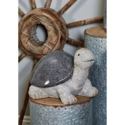 10" X 13" Magnesium Oxide Country Turtle Garden Sculpture White - Olivia & May