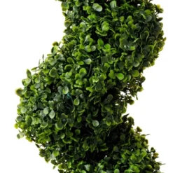 Forever Leaf 60" Spiral Boxwood In Black Pot (2 Pack), Indoor Artificial Plant For Home Decor