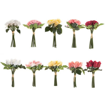 Rose Artificial Flowers - 18Pc Real Touch 11.5-Inch Fake Flower Set With Stems For Home Décor, Wedding, Or Bridal/Baby Showers By Pure Garden (Red) 2 Rose Artificial Flowers - 18Pc Real Touch 11.5-Inch Fake Flower Set With Stems For Home Décor, Wedding, Or Bridal/Baby Showers By Pure Garden (Red) - Image 2