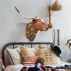 Design Toscano Texas Longhorn Bull Sculptural Wall Trophy - Multicolored