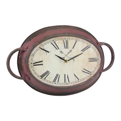 16.5" X 10.6" Oval Metal Wall Clock Red - Stonebriar Collection -Home Improvement Store GUEST 8d34dfd3 23dc 4054 9ef2 adc7778b1142
