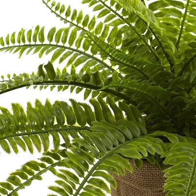 Boston Fern Plants In Burlap Planters Set Of 2 - Nearly Natural 2 Boston Fern Plants In Burlap Planters Set Of 2 - Nearly Natural - Image 2