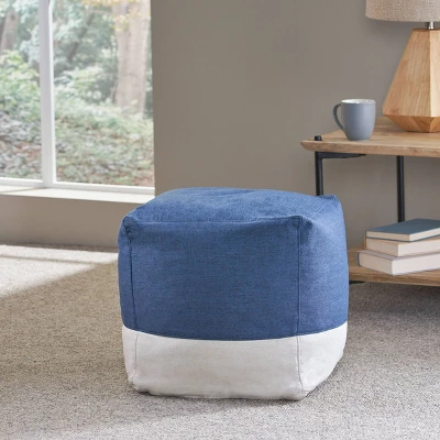 Tattnall Contemporary Two-Tone Fabric Cube Pouf - Christopher Knight Home 1 Tattnall Contemporary Two-Tone Fabric Cube Pouf - Christopher Knight Home