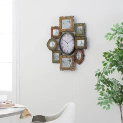 Metal 8 Photo Openings Wall Clock Green - Olivia & May 35 Metal 8 Photo Openings Wall Clock Green - Olivia & May -Home Improvement Store GUEST 906195c8 c581 4e38 b9b0 1d12bb5f3d91