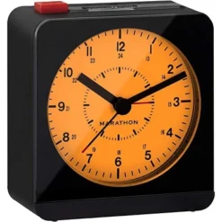 Marathon Analog Classic Sleek & Stylish Desk Alarm Clock With Auto Ambient Night Light