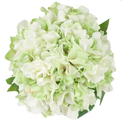 Nature Spring Hydrangea Floral Arrangement In Vase - 5 Artificial Flowers In Clear Glass Bowl With Faux Water - 8" X 8", Green, White, Clear 3 Nature Spring Hydrangea Floral Arrangement In Vase - 5 Artificial Flowers In Clear Glass Bowl With Faux Water - 8" X 8", Green, White, Clear - Image 3