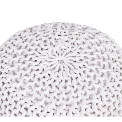 BirdRock Home Round Pouf Foot Stool Ottoman - Ivory 2 BirdRock Home Round Pouf Foot Stool Ottoman - Ivory - Image 2
