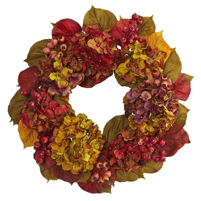 Nearly Natural 24” Fall Hydrangea Wreath 1 Nearly Natural 24” Fall Hydrangea Wreath