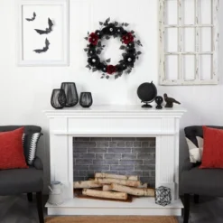 Nearly Natural 24” Eyeball Rose Halloween Artificial Wreath -Home Improvement Store GUEST 933b951e aa05 4571 978d 1e3f0e4e5dfb