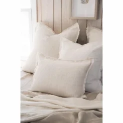 Natural Beige & White Striped Pillow Cover