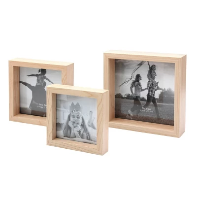 3pc Wood Nesting Frame Set Natural - Stonebriar Collection 1 3pc Wood Nesting Frame Set Natural - Stonebriar Collection