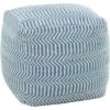 Trullo Blue And White Zigzag Hand Woven PET Yarn Pouf Ottoman
