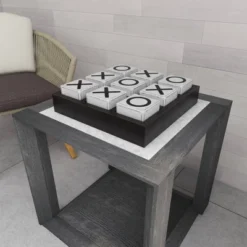 14" Contemporary Wooden Tic Tac Toe Sculpture Black - Olivia & May -Home Improvement Store GUEST 94f9ceb6 3916 4965 97c5 fe467e987b56