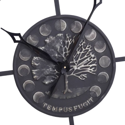 Metal Analog Roman Numerical Wall Clock Black - StyleCraft 2 Metal Analog Roman Numerical Wall Clock Black - StyleCraft - Image 2