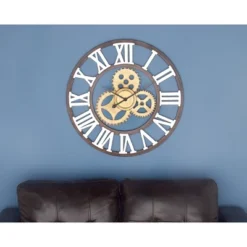 Metal Gear Wall Clock Brown - Olivia & May