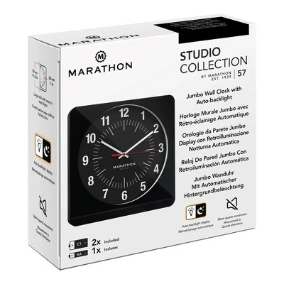 Marathon Studio Edition Jumbo 12 Inch Analog Wall Clock With Auto Night-Light - Easy To Read 11 Marathon Studio Edition Jumbo 12 Inch Analog Wall Clock With Auto Night-Light - Easy To Read - Image 11