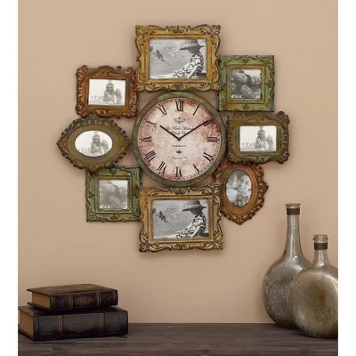 Metal 8 Photo Openings Wall Clock Green - Olivia & May 17 Metal 8 Photo Openings Wall Clock Green - Olivia & May - Image 17