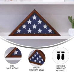 Emma And Oliver Rustic Military Flag Shadow Box For 9.5' X 5' American Veteran Burial Flag - Wall Mount Or Freestanding -Home Improvement Store GUEST 98398396 b165 4523 82c2 d40fc0ce3890