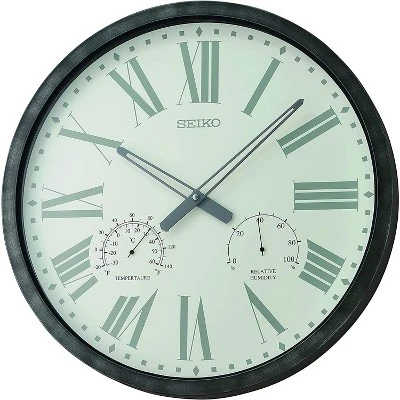 Seiko 20" Ondo Splash Resist Thermometer Hygrometer Wall Clock - Brown 5 Seiko 20" Ondo Splash Resist Thermometer Hygrometer Wall Clock - Brown - Image 5