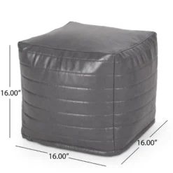 Baddow Contemporary Faux Leather Channel Stitch Cube Pouf Gray - Christopher Knight Home -Home Improvement Store GUEST 99c064ad 0fcd 4914 89d5 66a1e4291ba7