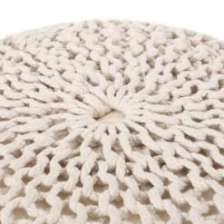Barwick Modern Knitted Round Pouf Ivory - Christopher Knight Home -Home Improvement Store GUEST 99c6cb6b 224c 489f 871a 770a9f6c8e67