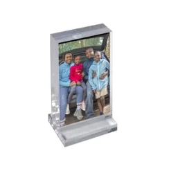 Azar Displays The Imperial Collection: Acrylic Block Frame On Acrylic Base, Vertical 5"W X 7"H