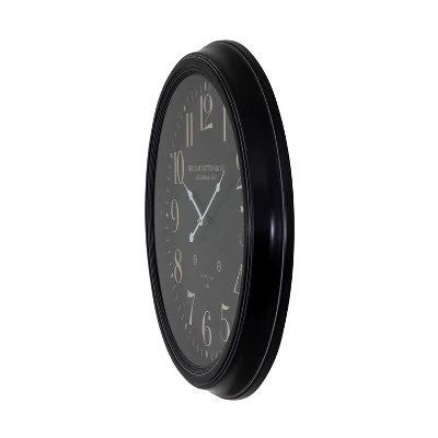 25" Round Iron Wall Clock Black - Yosemite Home Decor 2 25" Round Iron Wall Clock Black - Yosemite Home Decor - Image 2