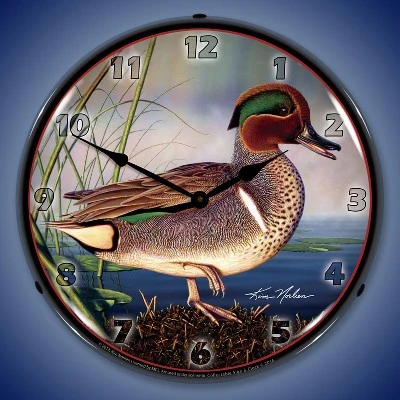Collectable Sign & Clock | Green Wing Teal Duck LED Wall Clock Retro/Vintage, Lighted 1 Collectable Sign & Clock | Green Wing Teal Duck LED Wall Clock Retro/Vintage, Lighted