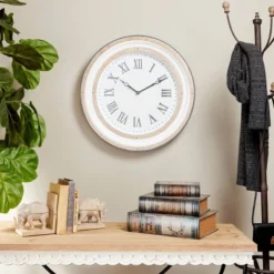 Farmhouse Metal Vintage Wall Clock White - Olivia & May