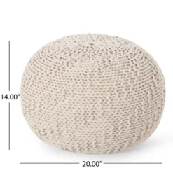 Barwick Modern Knitted Round Pouf Ivory - Christopher Knight Home -Home Improvement Store GUEST 9d806465 7aa5 4cd3 92a4 61e5e31a83bb