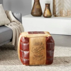 Square Canvas Pouf Brown - Olivia & May -Home Improvement Store GUEST 9ed8b9f9 5f5d 4f89 a99a 47a223b0f780