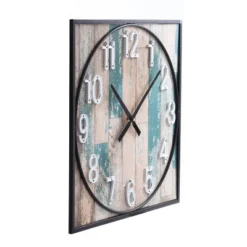 Square Metal Framed Take Time Wall Clock With Detail Weathered - StyleCraft