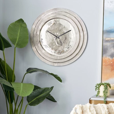 24" X 24" Round Aluminum Layered Rim Wall Clock - Olivia & May 1 24" X 24" Round Aluminum Layered Rim Wall Clock - Olivia & May