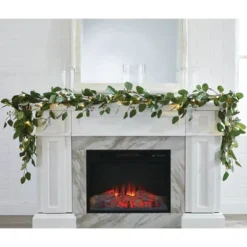 Noma Pre-Lit 9 Foot Artificial Eucalyptus Christmas Garland Holiday Decor With Battery Operated Warm White LED Lights For Banisters & Doorways, Green -Home Improvement Store GUEST a45538e8 3651 42f4 9aad 428c062a4a44