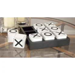 14" Contemporary Wooden Tic Tac Toe Sculpture Black - Olivia & May -Home Improvement Store GUEST a4d8cf4d 6582 4617 b987 c70043a6fe9a