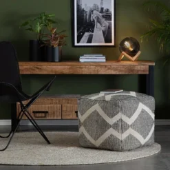 Maplewood Pouf Black/Ivory - Anji Mountain -Home Improvement Store GUEST a5230bad cd85 4569 ae4e 7f99143c39f7