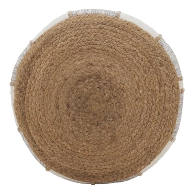 Saro Lifestyle Woven Pouf, 20"x10" Round, Natural 2 Saro Lifestyle Woven Pouf, 20"x10" Round, Natural - Image 2