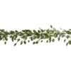 Noma Pre-Lit 9 Foot Artificial Eucalyptus Christmas Garland Holiday Decor With Battery Operated Warm White LED Lights For Banisters & Doorways, Green
