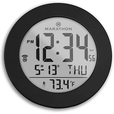 Marathon Round Atomic Alarm Clock With Push-Button Backlight, Indoor Temperature & 8 Time Zones 6 Marathon Round Atomic Alarm Clock With Push-Button Backlight, Indoor Temperature & 8 Time Zones - Image 6